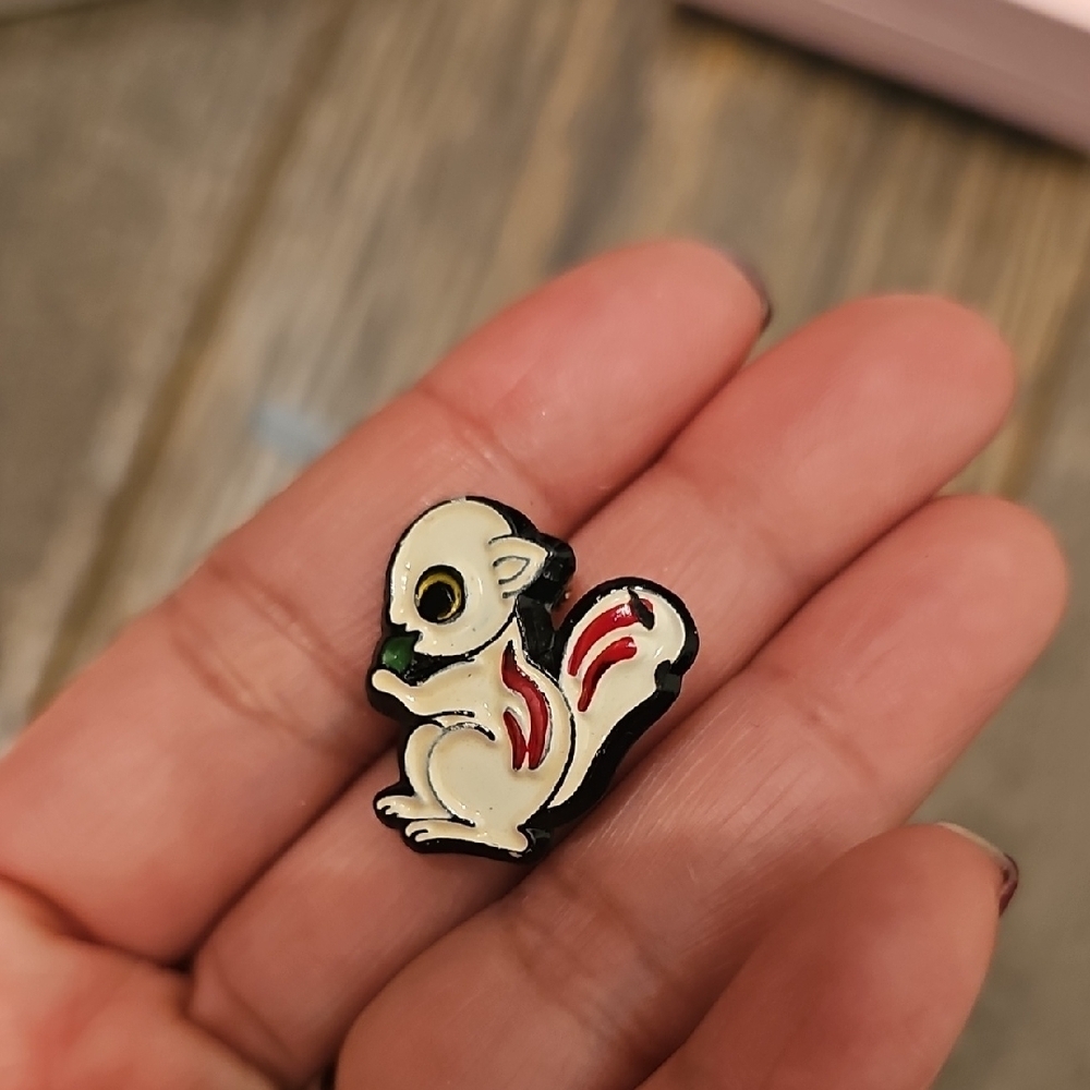 Charming Cream and Red Squirrel Brooch